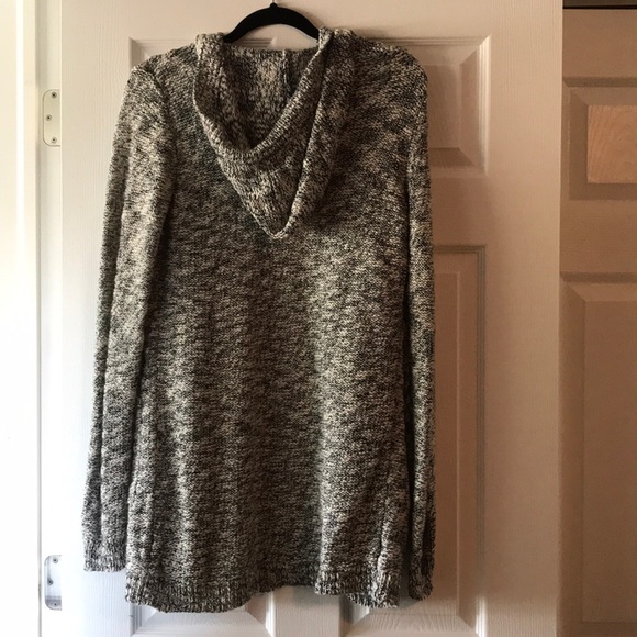 Hooded black grey and white cardigan with pockets - Picture 2 of 2